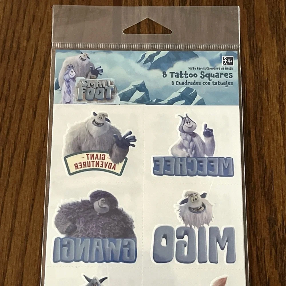 Small Foot Tattoos 24 Party Favors Yeti Migo Meechee Thorp Gwangi Kolka 3 Packs